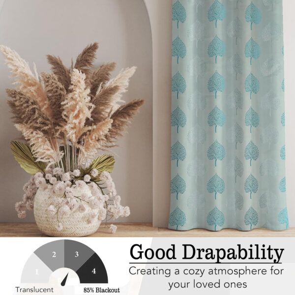 Elegant Aqua Betel Leaf Curtains for Home | 8 Feet Semi Blackout Design - Image 3