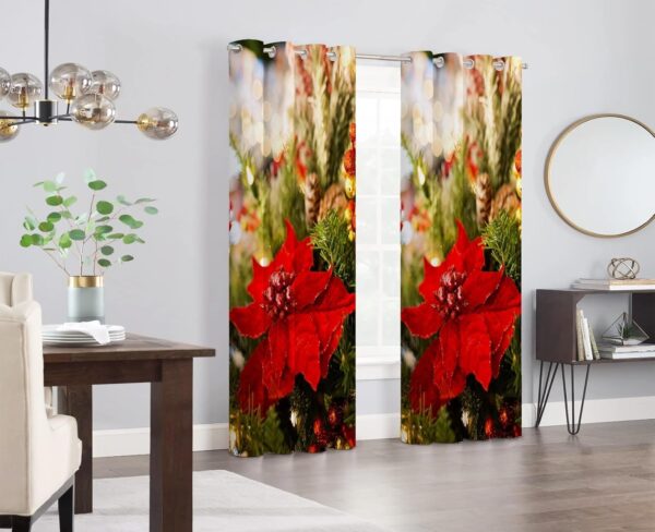 Multicolor Long Crush Window Curtains for Christmas - Set of 2, 7ft - Image 2