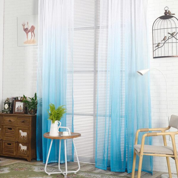 Breathable Gradient Blue Curtains for Stylish Balcony and Living Room Decor - Image 6