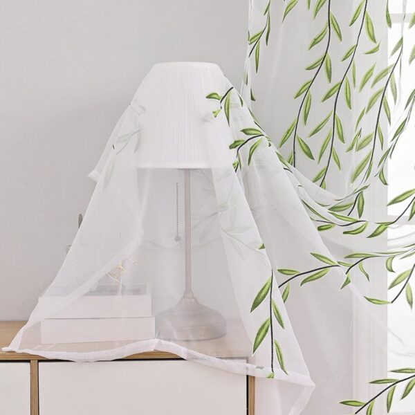 Modern Green Sheer Curtains: Stylish Washable Draperies for Living Rooms and Bedrooms - Image 7