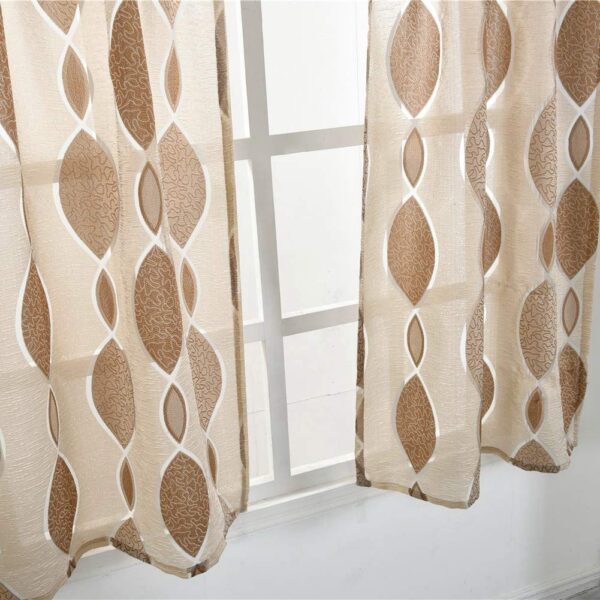 Light Brown Cafe Curtains Set for Kitchen and Living Room Sun Protection - Image 2