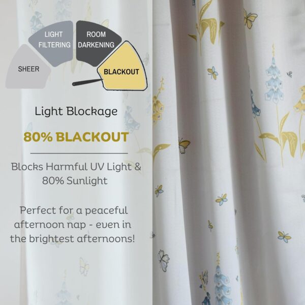 80% Blackout Curtains for Doors | Floral Print, Grey Fabric, 7 Feet Long - Image 5