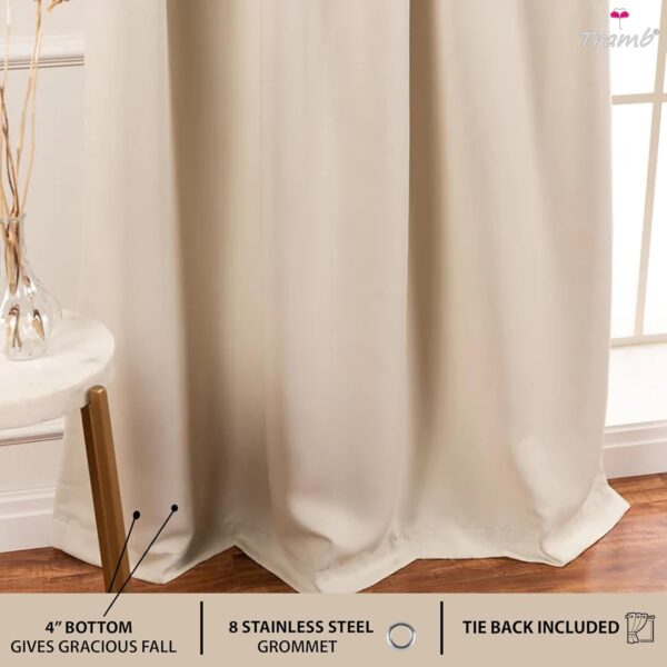 Tramb Solid Cream Blackout Curtains for Total Privacy and Noise Reduction - Image 4