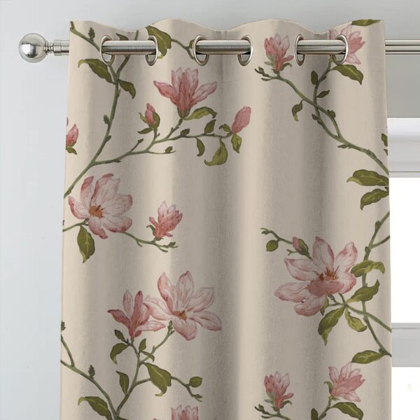 Elegant Floral Ombre Room Darkening Curtains Set of 4 in Pink & Beige - Image 8