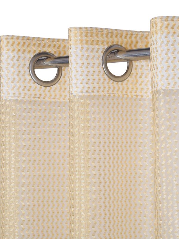 Elegant Gold Eyelet Long Door Curtains - 2 Pcs Sheer Lightweight Fabric Set - Image 3