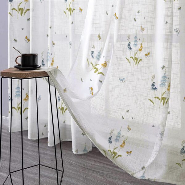 Sheer Butterfly & Floral Print Curtains for Door - 30-35% Light Filtering - Image 8