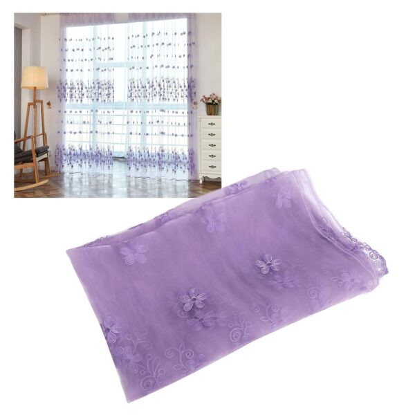 Beautiful Purple Floral Voile Curtains for Bedrooms, Weddings, and Living Rooms - Image 2