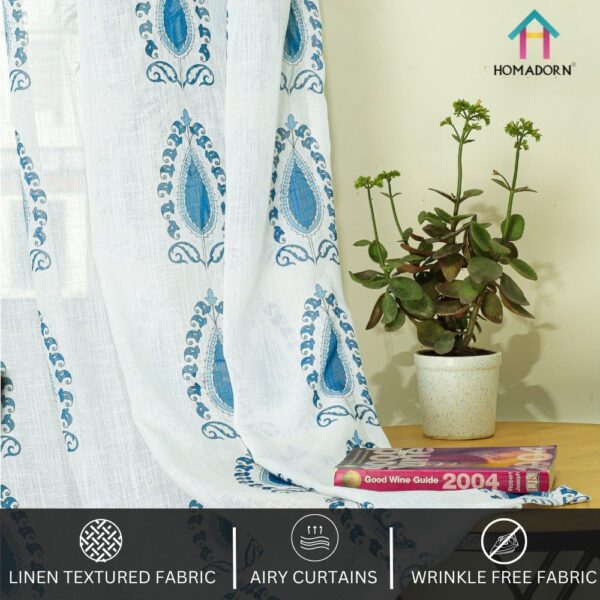 Linen Sheer Printed Curtains for Elegant Light Filtering in Your Home - Image 3