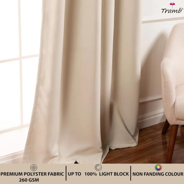 Tramb Solid Cream Blackout Curtains for Total Privacy and Noise Reduction - Image 5