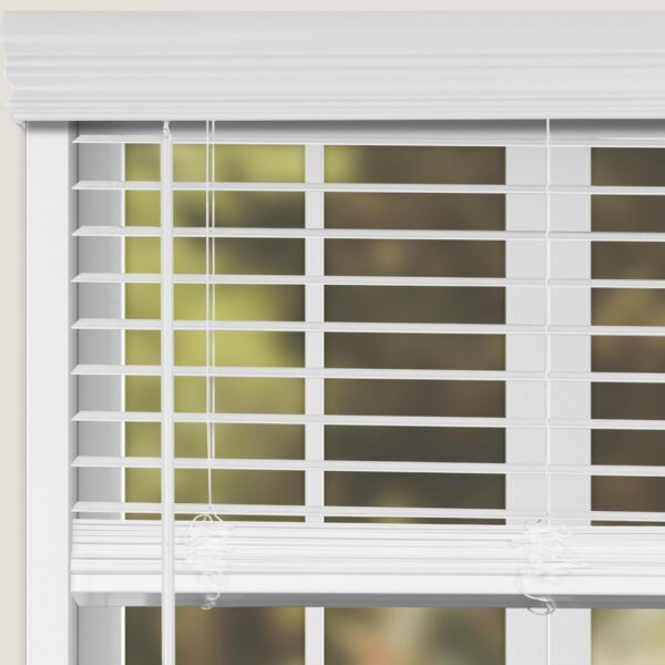 Calyx Interiors 2" Slat Faux Wood Blinds: Cordless Snow White Elegance - Image 3