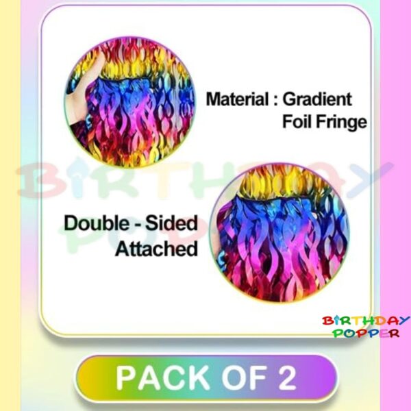 Rainbow Fringe Curtain Backdrop for Birthday Parties and Events - 2 Pack - Image 7