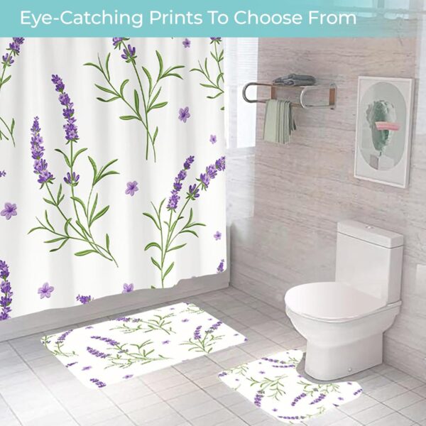 Stylish Lilac Shower Curtain & Non-Slip Bathroom Mat Set for Ultimate Comfort - Image 5