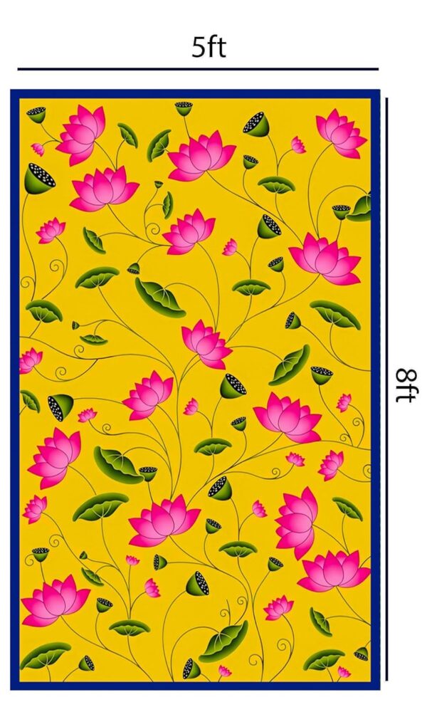 Dhara Yellow Backdrop Cloth for Pooja Decoration - Washable Floral Curtain - Image 2