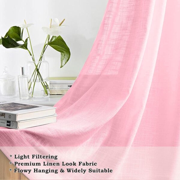 Elegant 100% Cotton Sheer Curtains in Baby Pink for Living Room Decor - Image 4