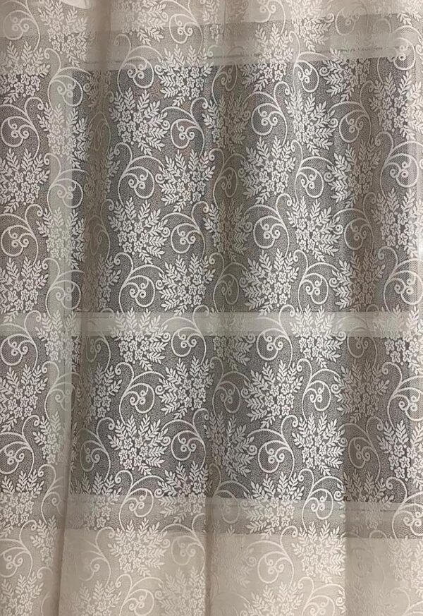 Elegant Semi Sheer Floral Curtains for Doors - 7 Feet Long, Cream Set - Image 4