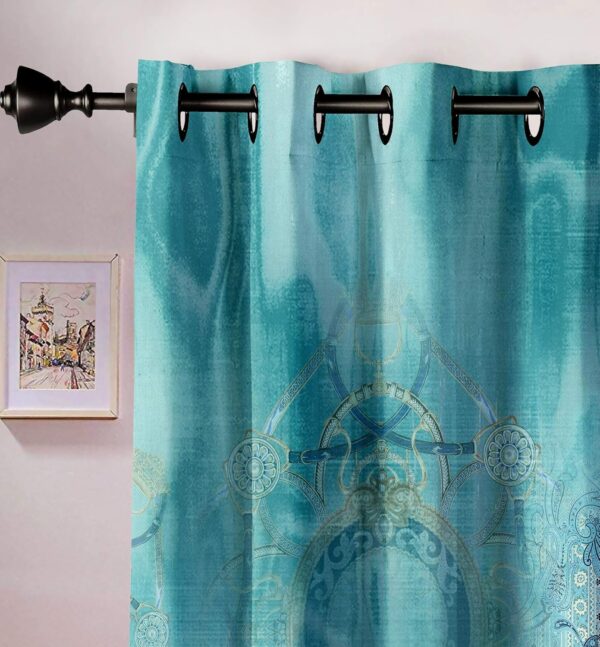 Premium Marine Green Room Darkening Curtains with Tie Backs - Set of 2 - Image 2