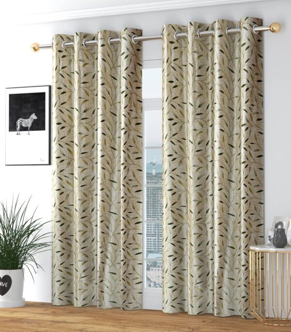 Stylish Green Polyester Grommet Curtains - Washable Pack of 2, 5 Feet - Image 2