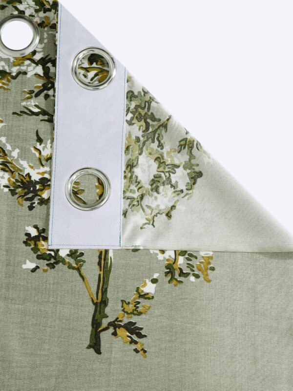 Elegant Floral Eyelet Door Curtains: 7 Feet Green Polyester Set - Image 5