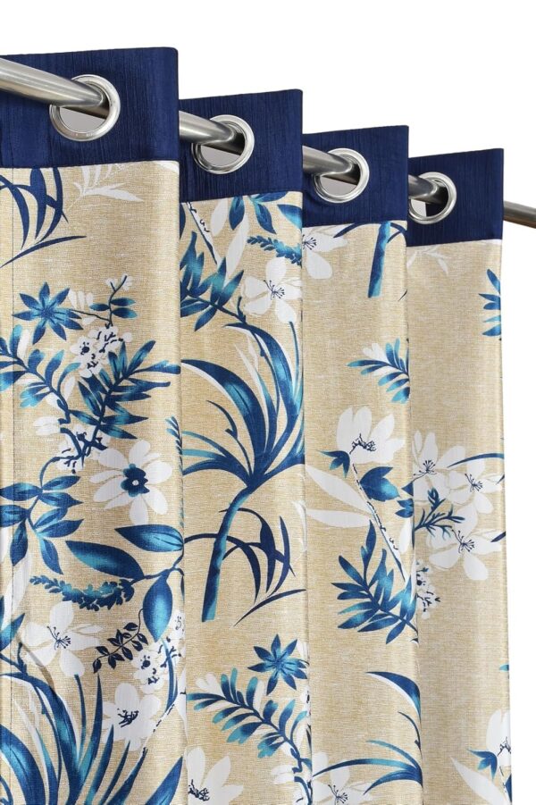 Floral Leaf Texture Window Curtains - 5 Feet Long Grommet Drapes Set - Image 2