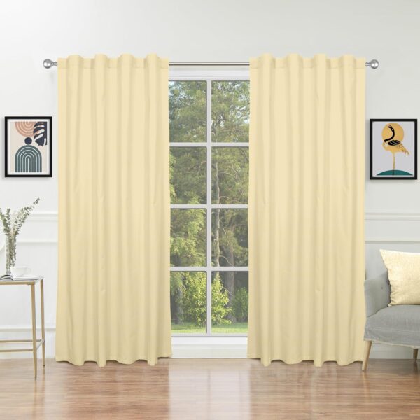 Elegant Butter Cream Cotton Curtains Set of 2 for Sunlight Protection - Image 9