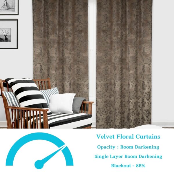 Elegant Grey Floral Velvet Door Curtains for Thermal Insulation and Room Darkening - Image 6