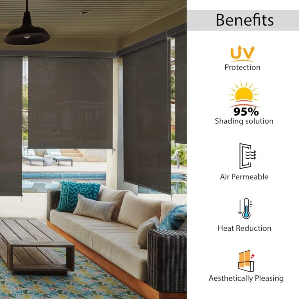 Outdoor HIPPO Roller Blinds: 95% UV Protection & Air Flow Design - Image 2