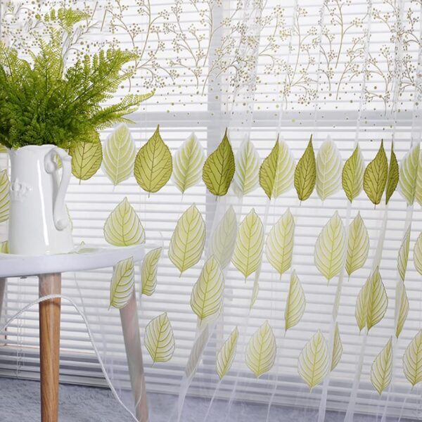 Elegant Leaf Print Sheer Curtains for Restaurants, Hotels, and Weddings - Image 2