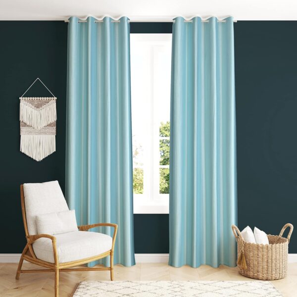 Sky Blue Insulated Grommet Curtains for Bedroom and Living Room Decor - Image 2