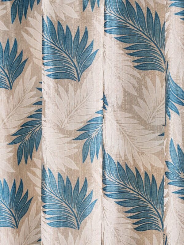 Cortina Blue Leaf Design Eyelet Curtains for Stylish Window Decor - Image 3