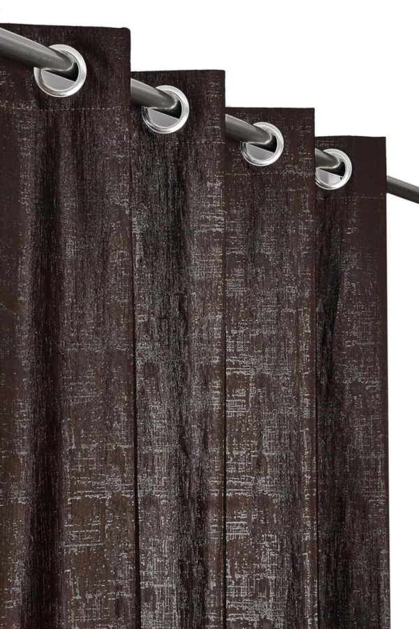 Stylish Brown Polyester Eyelet Curtains for Home and Office Decor - Image 2