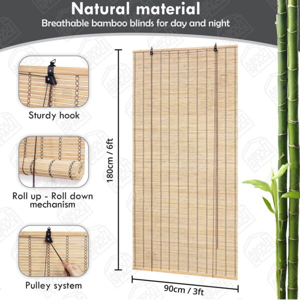 Bamboo Roll-Up Curtain: Privacy, Sun Protection for Windows and Doors - Image 2