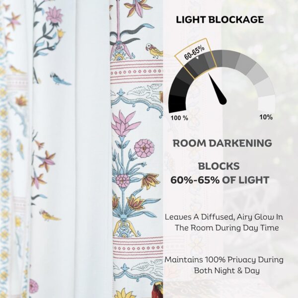 Cotton Curtains with Ethnic Temple Birds Print for Stylish Room Darkening - Image 5