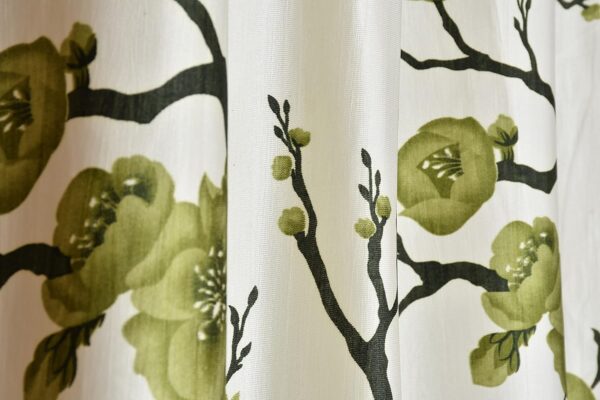 YUKANY 8 Feet Green Polyester Door Curtains - Floral & Plain Set - Image 4