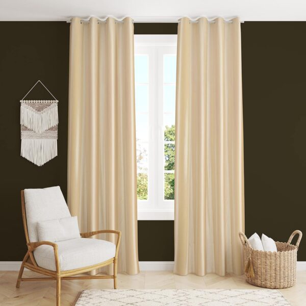 Elegant Cream Polyester Crush Curtains for 8-Foot Long Doors - FAB CASTLE - Image 2