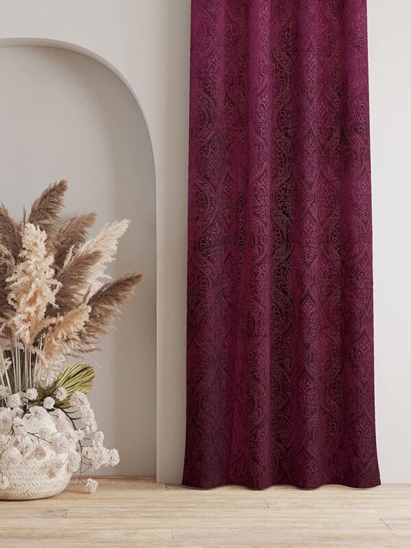 Premium Velvet Room Darkening Suede Curtains in Wine for Elegant Spaces - Image 3