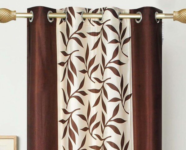 Elegant Immix 2 Piece Leaf Printed Eyelet Curtains for Room Darkening - Image 2