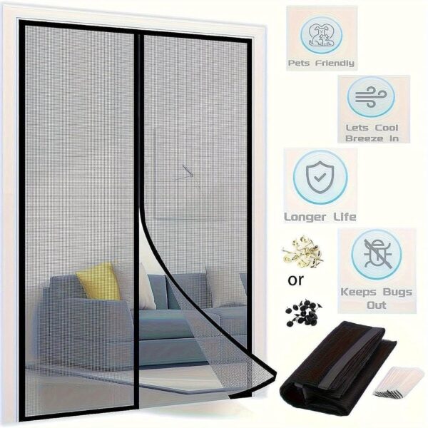 Enakshi Magnetic Door Curtain: Breathable Mesh for Sliding Doors and Patios - Image 3