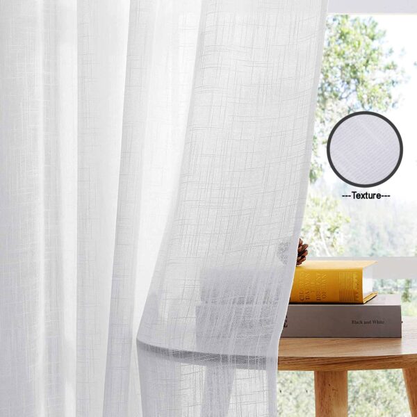 Stylish HOMEMONDE Cotton Sheer Curtains for Elegant Living Spaces - Set of 2 - Image 3