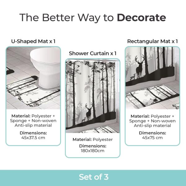 Stylish Forest Twilight Shower Curtain & Non-Slip Bathroom Mat Set - Image 4