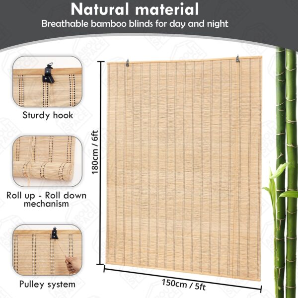 Bamboo Curtains for Windows - Stylish Roll-Up Shades for Sunlight Protection - Image 2