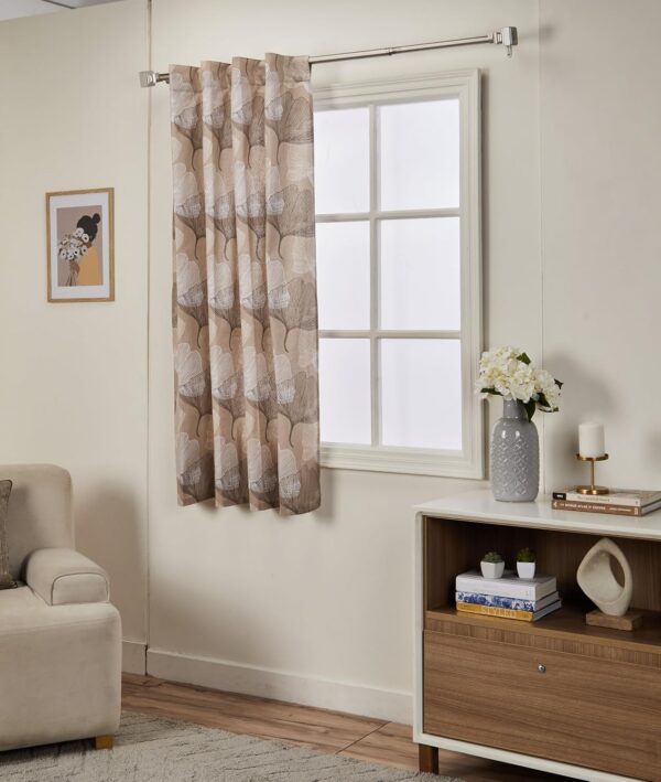 Stylish Solimo Cotton Door Curtains - 7ft Dark Beige Leaves Design Set - Image 3