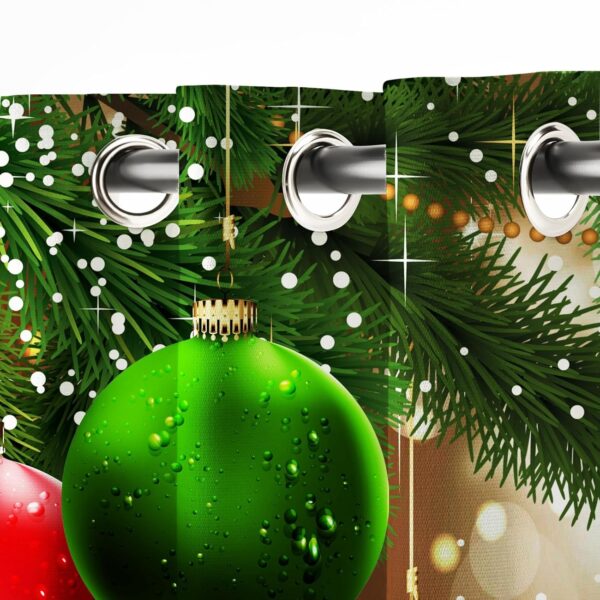 Multicolor Long Crush Window Curtains for Merry Christmas Decor - 8 ft Set - Image 3