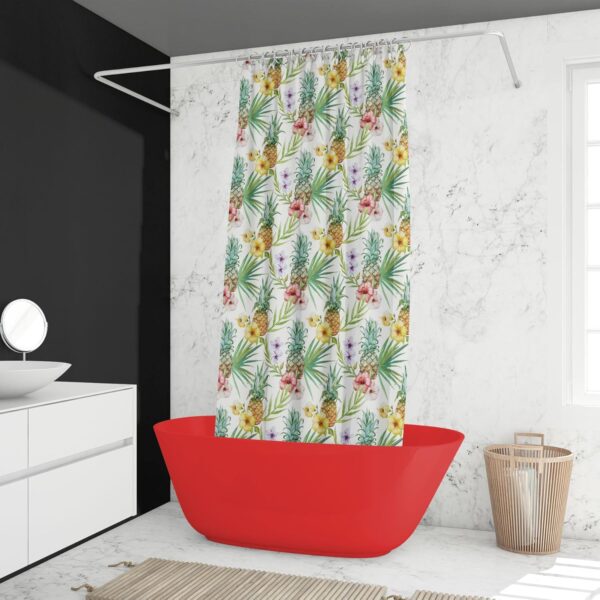 ArtzFolio Pineapples & Hibiscus Shower Curtain: Stylish, Washable, Waterproof Design - Image 9