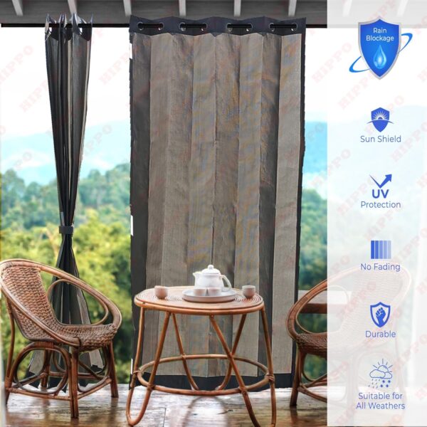 Waterproof Balcony Curtain: HDPE Fabric for Sun & Rain Protection, 9ft Long - Image 2