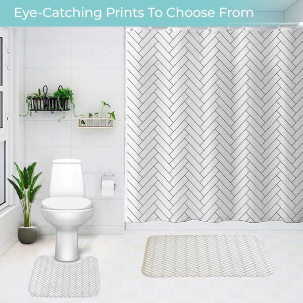 Stylish Bathroom Accessories Set: Shower Curtain, Mats, and Anti-Skid Features - Image 5