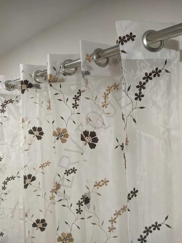 Elegant Floral Grommet Curtains Set for Living Room and Bedroom Decor - Image 2