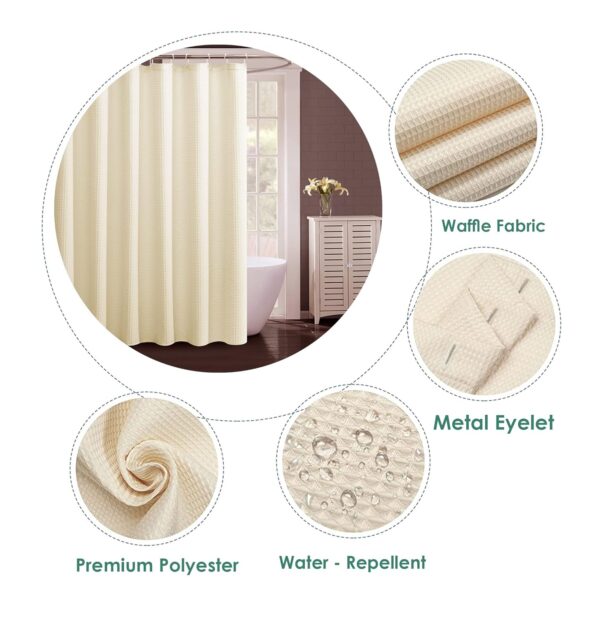 Waffle Weave Shower Curtains: Waterproof, Heavy Duty Fabric for Stylish Bathrooms - Image 4