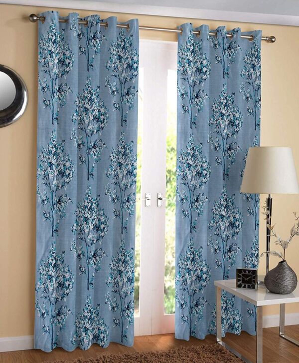 Aqua Polyester Room Darkening Curtains Set for Bedroom and Living Room - Image 4