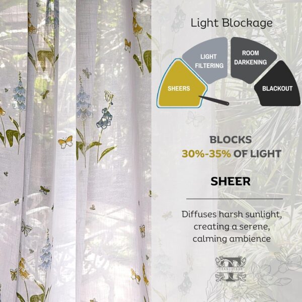 Sheer Butterfly & Floral Print Curtains for Door - 30-35% Light Filtering - Image 7