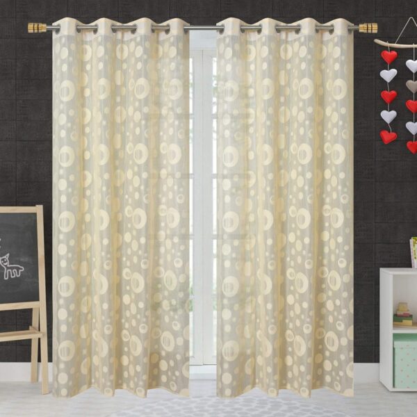 Elegant Semi Sheer Circle Curtains for Long Doors - Set of 2 in Cream - Image 2